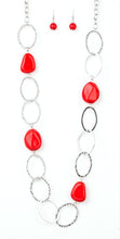 Load image into Gallery viewer, Modern Day Malibu Red Necklace and Earrings
