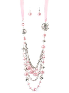 All The Trimmings Light Pink Necklace and Earrings