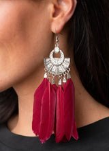 Load image into Gallery viewer, Plume Paradise Red Feather Earrings
