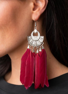 "Paradise Red" Feather Earrings