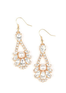 Prismatic Presence Gold Bling and Pearl Earrings