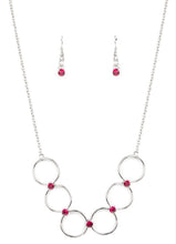 Load image into Gallery viewer, Regal Society Silver and Pink Rhinestone Necklace and Earrings
