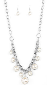 Revolving Refinement White Pearl Necklace and Earrings