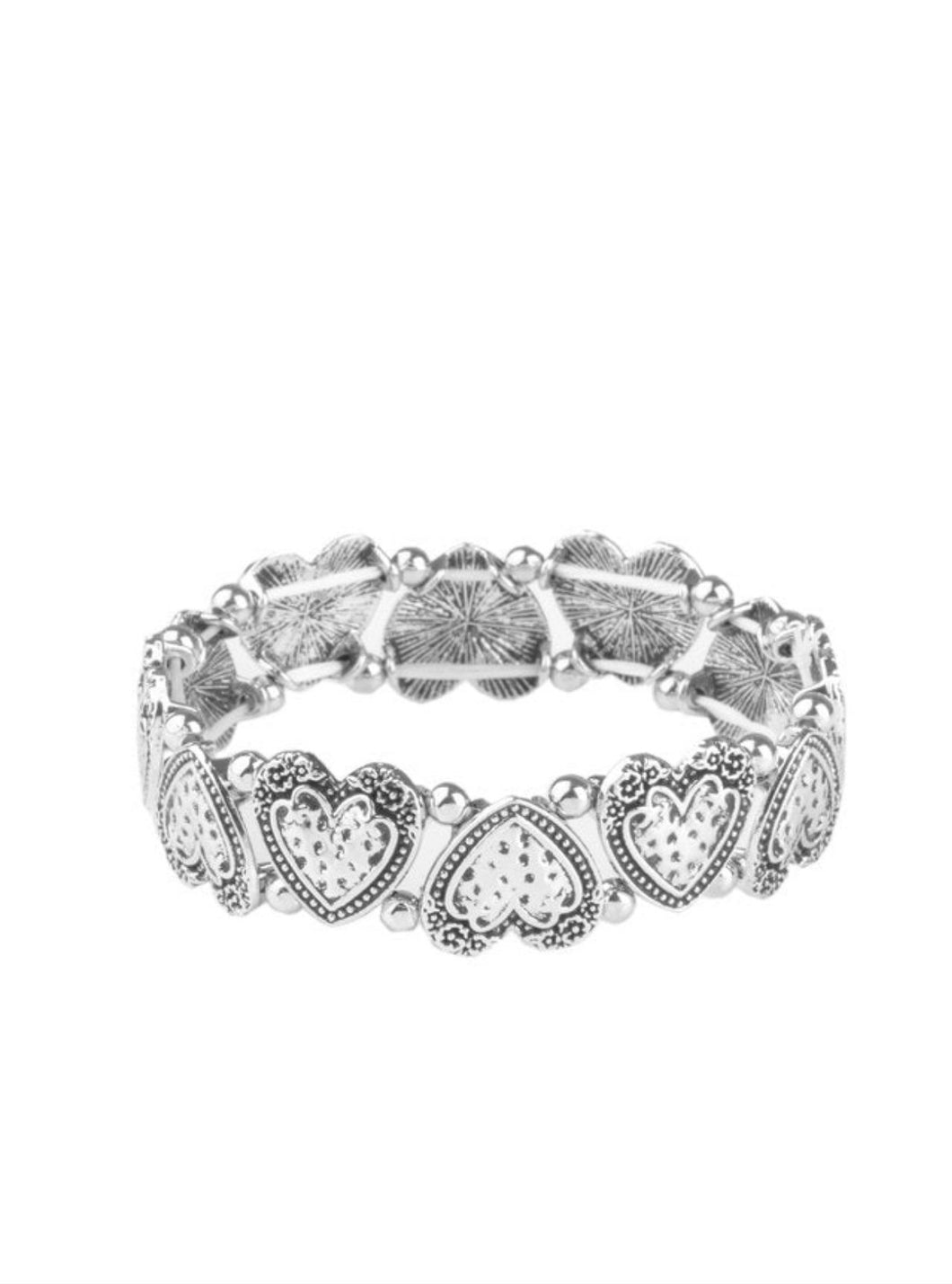 Rustic Heartthrob Silver Bracelet