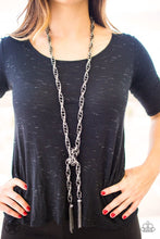 Load image into Gallery viewer, SCARFed for Attention Black (Gunmetal) Necklace and Earrings
