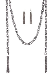 SCARFed for Attention Black (Gunmetal) Necklace and Earrings
