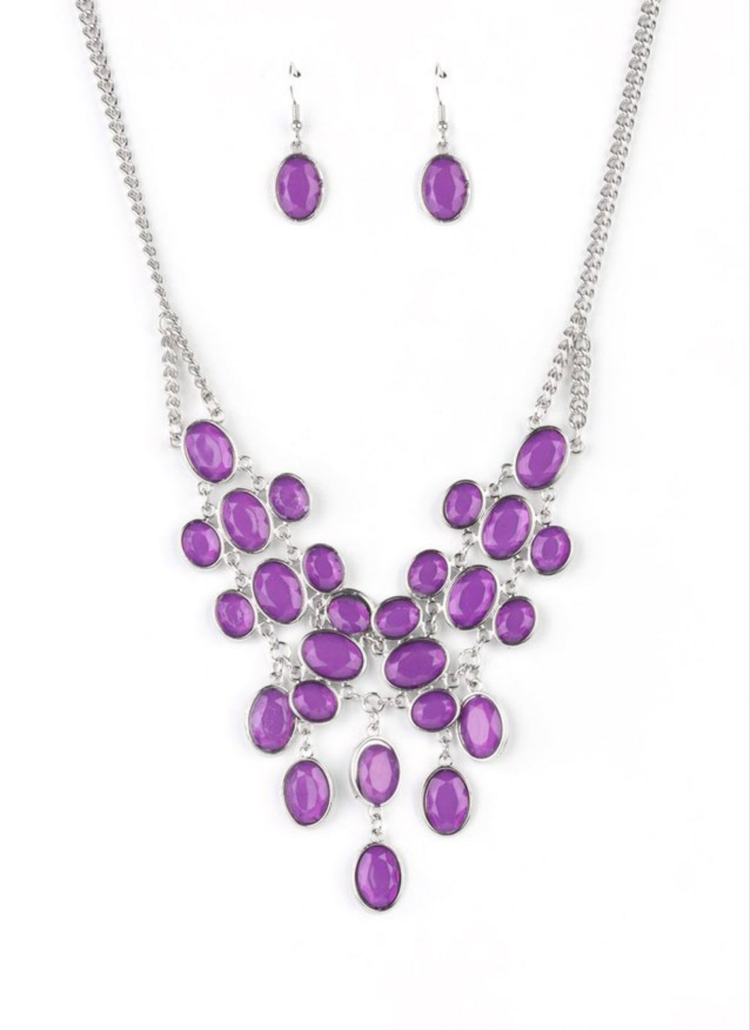 Serene Gleam Purple Necklace and Earrings