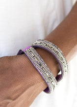 Load image into Gallery viewer, Shimmer and Sass Purple Double Wrap Bracelet
