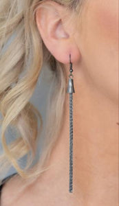 "Shimmery Streamers" Black earrings.