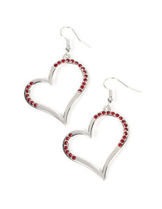 "Tenderhearted Twinkle" Red Heart Earrings
