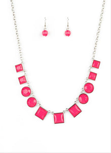 Tic Tac TREND Hot Pink Necklace and Earrings