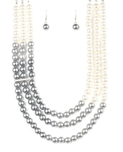 "Times Square Starlet" White Necklace and Earrings
