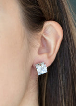 Load image into Gallery viewer, Square Biz White Earrings
