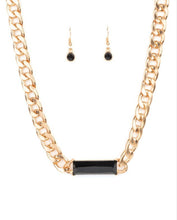 Load image into Gallery viewer, Urban Royalty Gold and Black Necklace and Earrings
