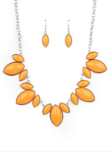 Viva La Vacation Orange Necklace and Earrings
