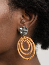 Load image into Gallery viewer, Whimsically Wicker Brown Clip-On Earrings
