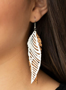 WINGING Off The Hook White Earrings