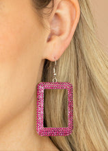 Load image into Gallery viewer, World FRAME-ous Pink Bling Earrings
